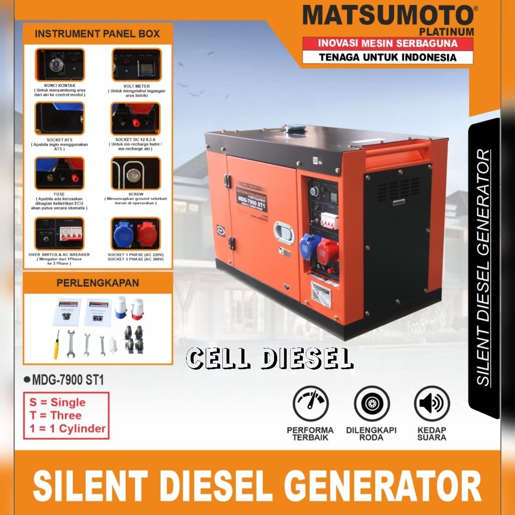 genset generator silent diesel 7000watt MDG 7900 ST1