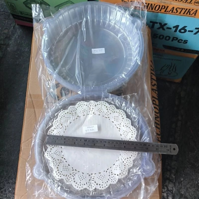 GROSIR [ 5 pcs ] MIKA BOLU SIFON 25cm CHIFFON Tempat KUE BULAT + Kertas Tatakan Mika Kue ( 5 Lembar 
