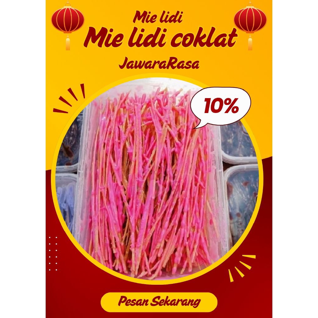 

mie lidi manis taburan coklat