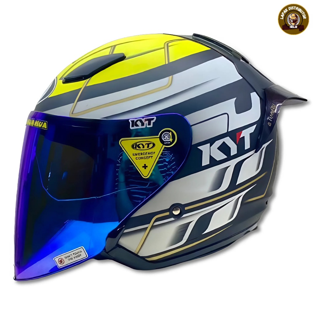 KYT DJ MARU #13 Yellow Matt Doff Ori SNI Helm Half Face Single Visor Helm Remaja Cowok & Cewek