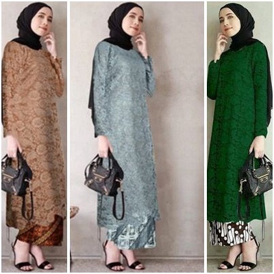 KODE C66R SETELAN KEBAYA TUNIK BRUKAT M5XL JUMBO KEBAYA LEBARAN MEWAH SET KEBAYA RINJANIATASAN TUNIK