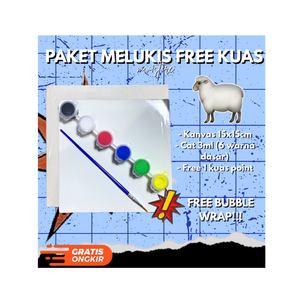 

PAKET / SET MELUKIS CAT AKRILIK DAN KANVAS FREE KUAS MURAH