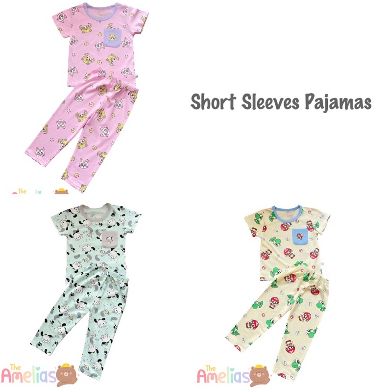 KODE P67A piyama baju tidur anak unisex laki perempuan super mario pochacho sailor moon premium qual