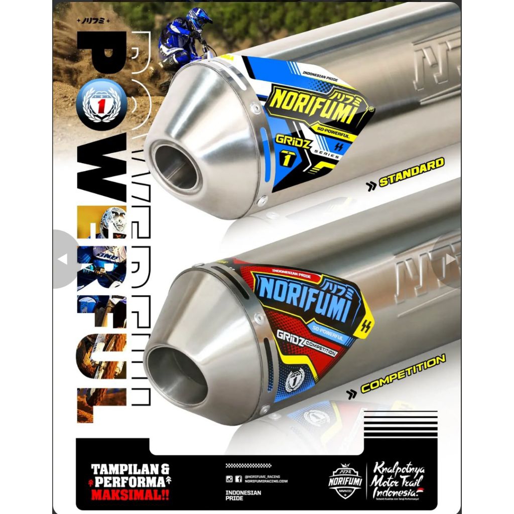 Knalpot Norifumi Stainlese Gridz Standart Kompetisi KLX DT 150 CRF 150L WR155