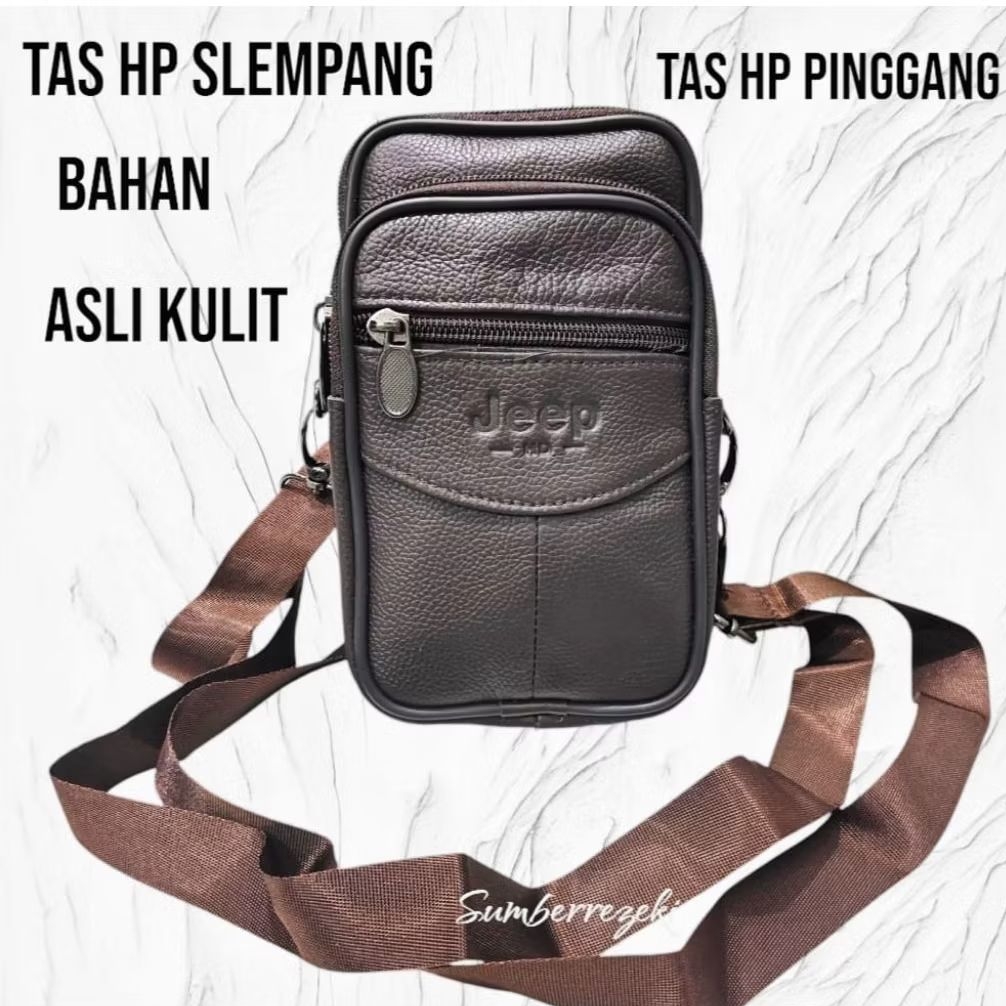 Tas Hp slempang kulit Asli / sarung Hp slempang /Tas Hp pinggang kulit Asli