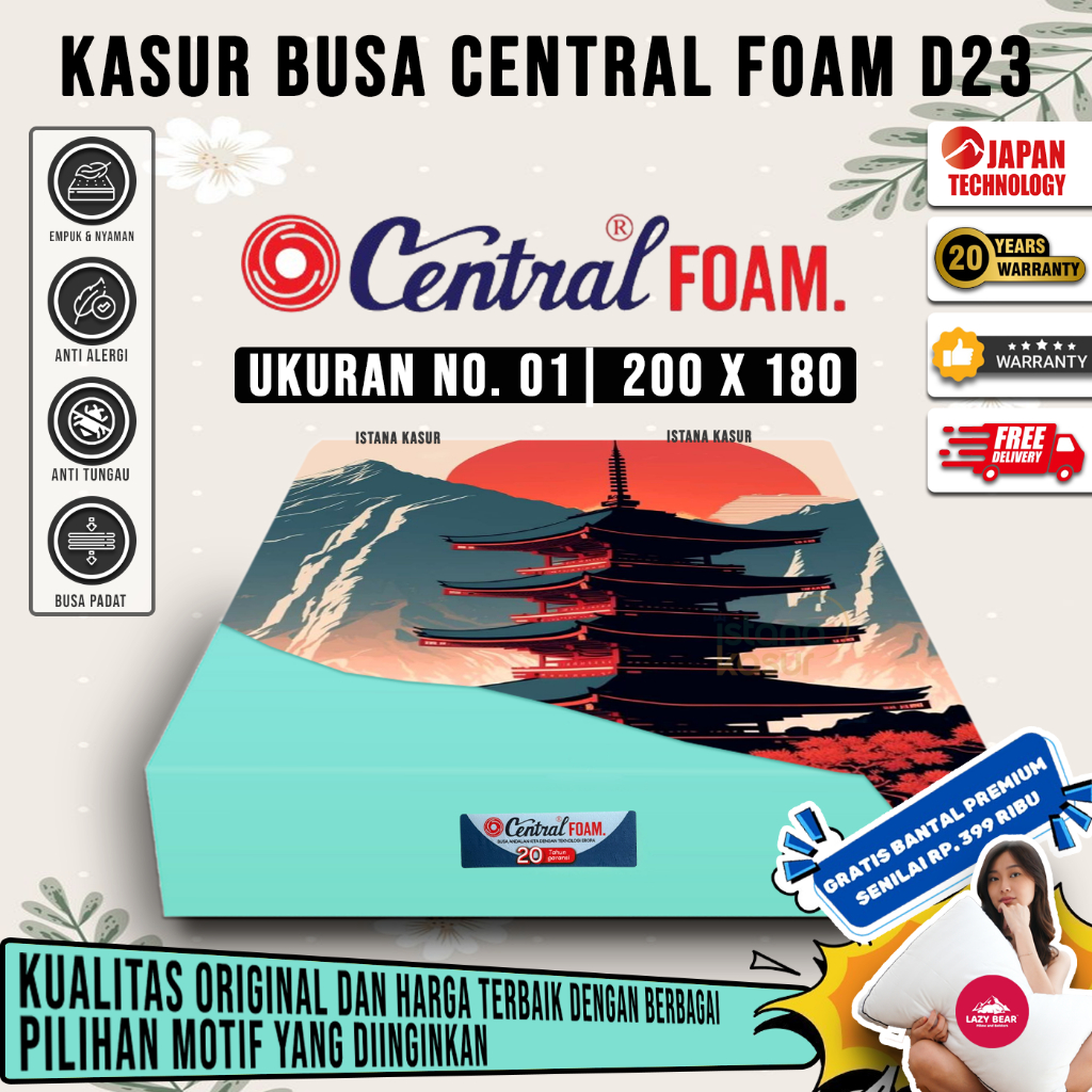 [200X180] Kasur Busa Central Foam D23 Garansi 20 Tahun Busa Berkualitas Dan Tahan Kempis Original