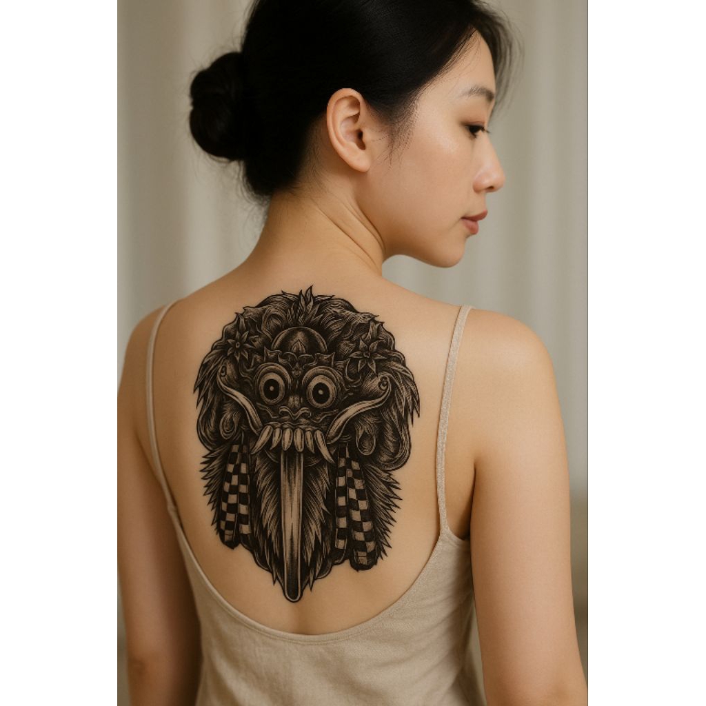 Temporary Tattoo Tatto Temporer Seri YR-1009 BARONG HITAM BALI - Tatto Tahan Lama 2-7 Harian - Tatto