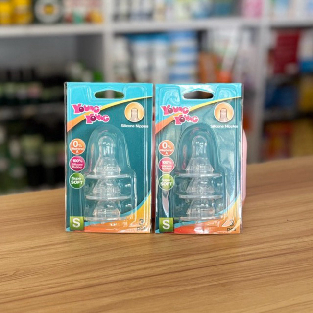 YOUNG YOUNG SILICONE NIPPLE ISI 3 | empeng bayi | karet dot bayi