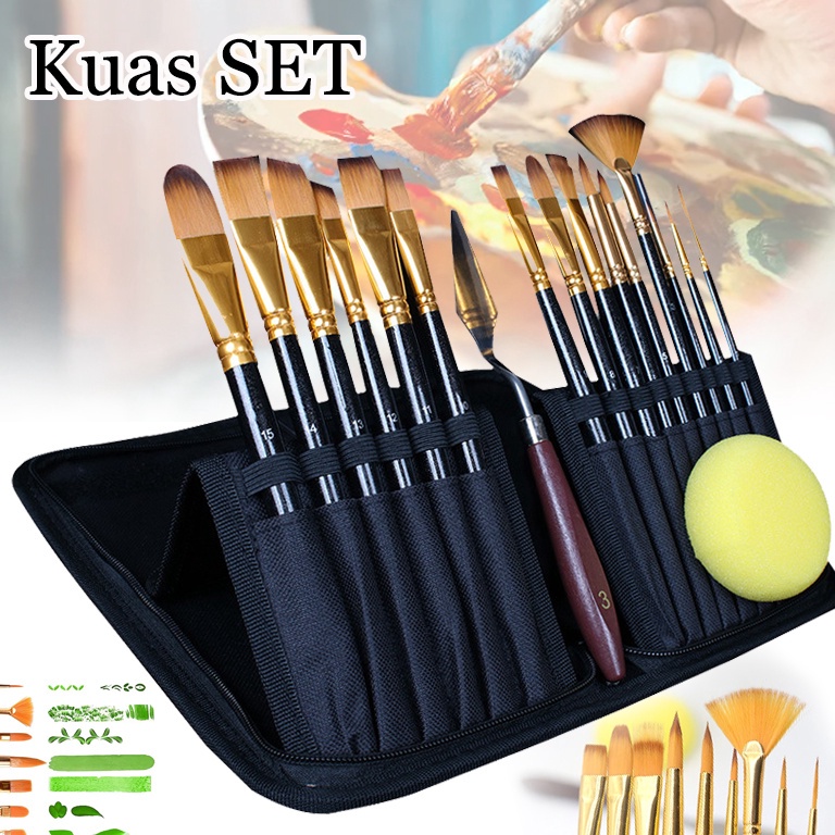 

KODE N57R 12 SET Kuas Alat Lukis Set Art Brush Set Kuas Lukis Lengkap Mixing