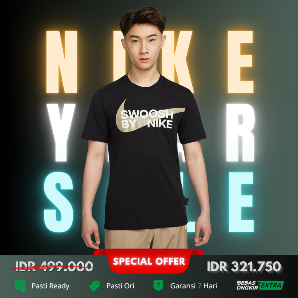 Kaos Nike Original Pria Sportswear Big Swoosh Tee - Black