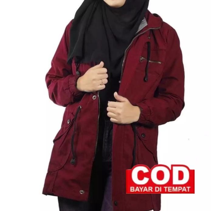 KODE I76L Jaket Wanita Muslimah Kekinian Size L  XL  XXL  XXXL  XXXXL Jumbo Bahan Baby Canvas