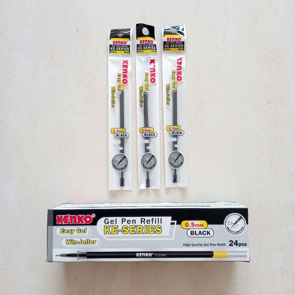 

[ PACK ISI 24 PCS MURAH ] Refill Pulpen Gel Pen Pena Jel 0.5 mm Kenko KE - Series