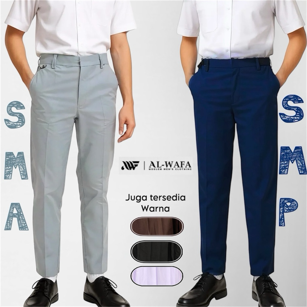 Al-Wafa Celana Sekolah SMP/SMA Karet Pinggang Seragam