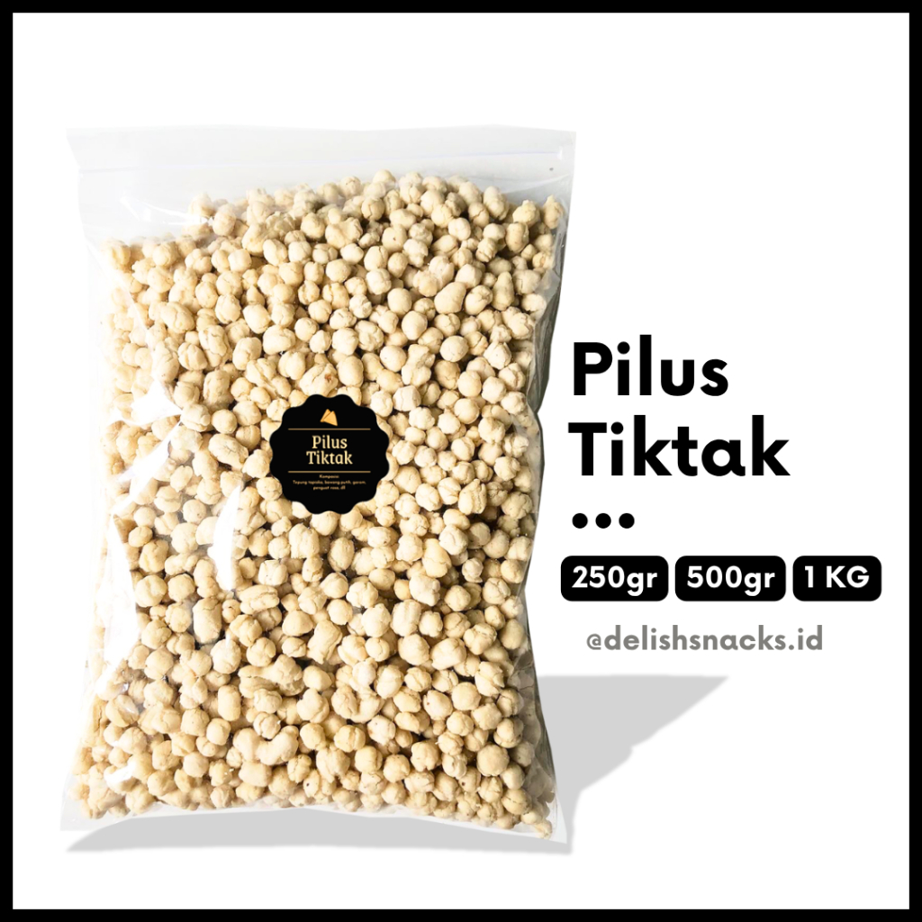 

[DELISH SNACKS] Pilus Tiktak (Grosir) 250gr 500gr 1 KG / Snack Cemilan Kacang Putih Sukro Asin Gurih