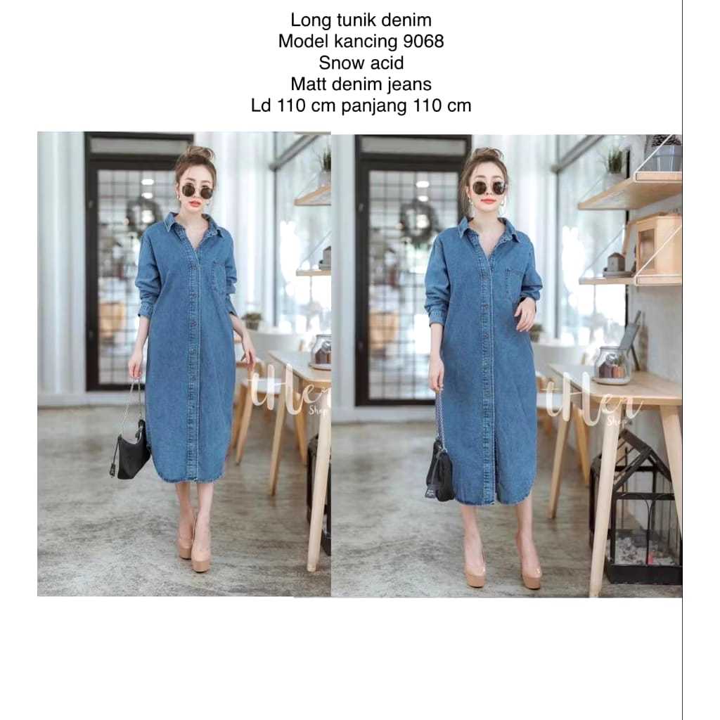 SJM LONG TUNIK DENIM SNOW ACID OVERSIZED VIRAL