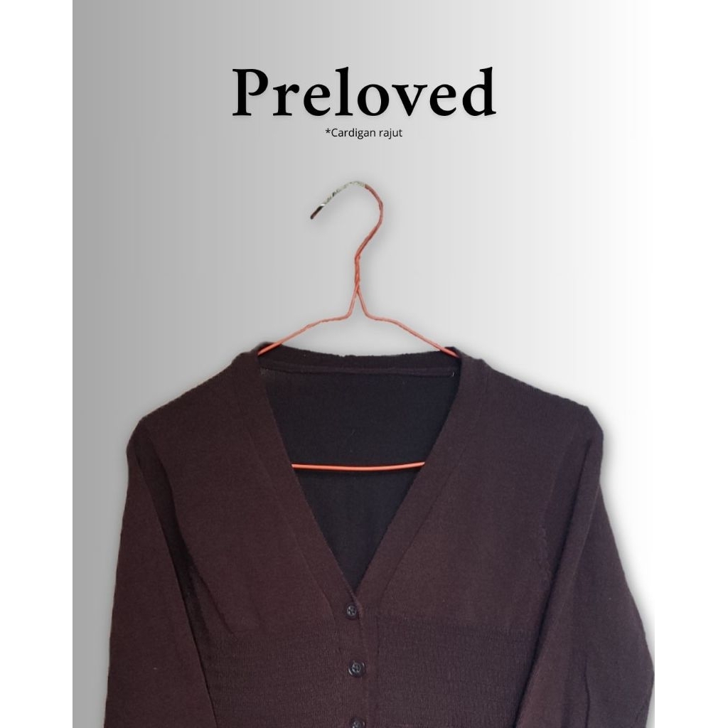 Preloved | Cardigan Rajut Wanita Coklat Tua