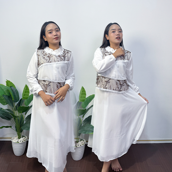 Gamis outer vest tille renda bordir lebaran kondangan