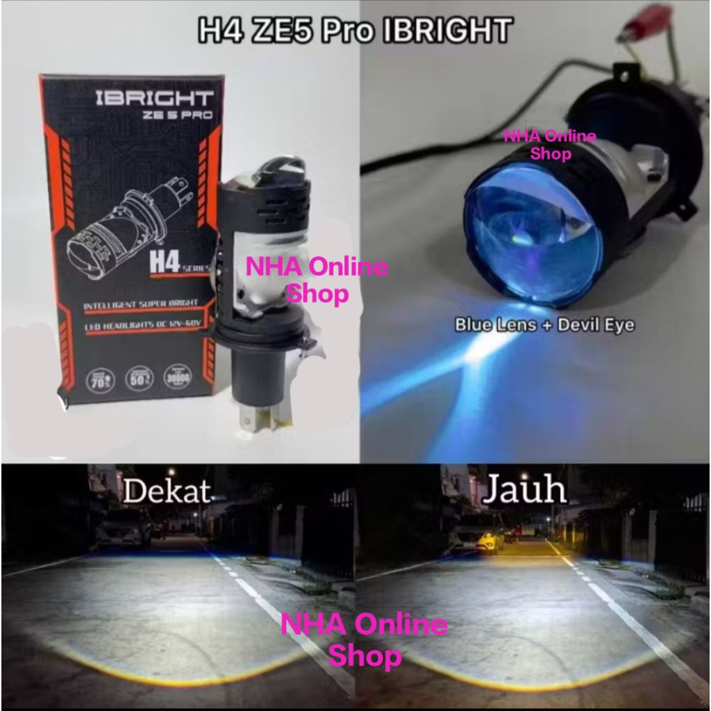 Lampu Utama H4 Mini Projector LED untuk Mobil Agya Calya Sigra