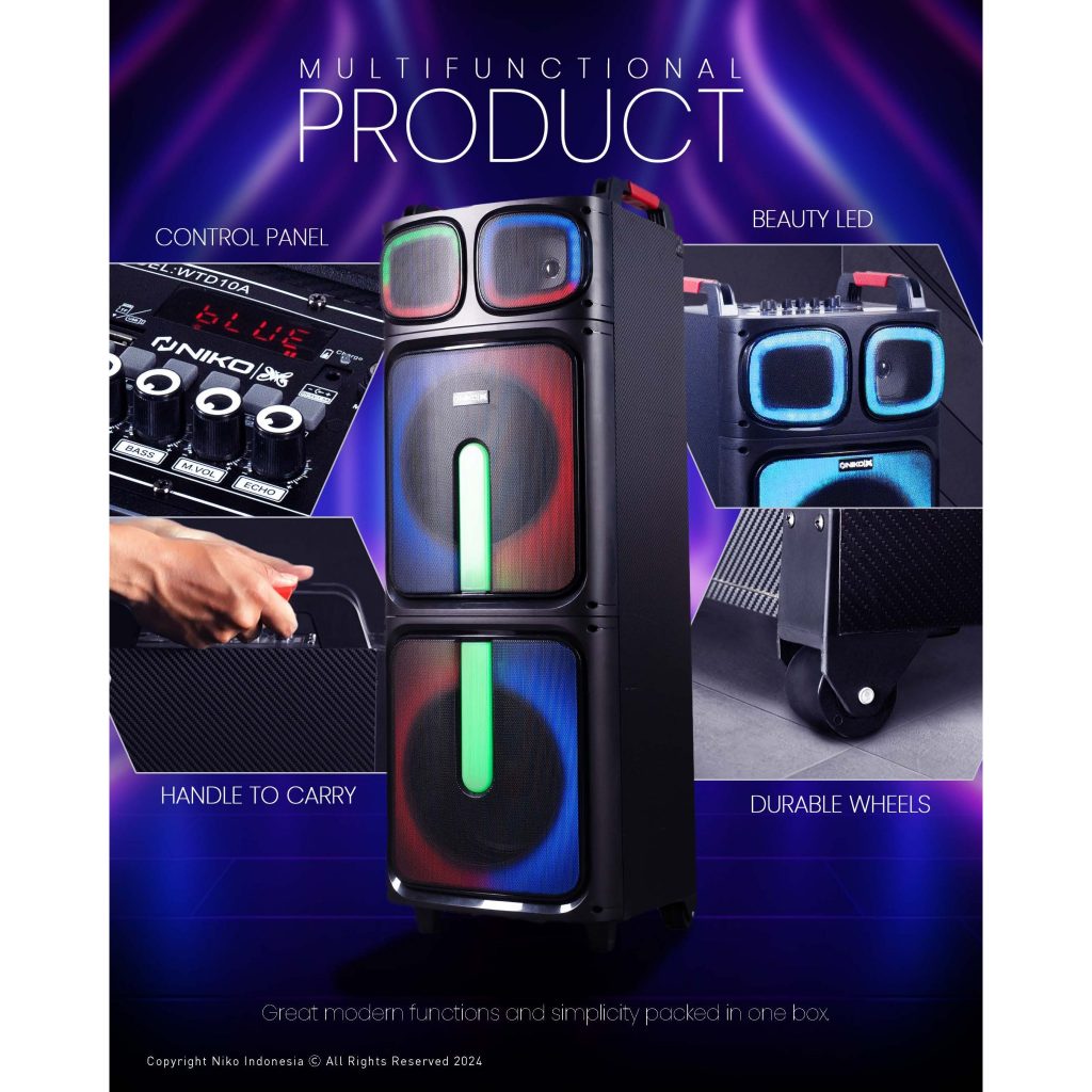 NIKO Wooden Trolley Speaker WTD 10(B) 10inch - Garansi Resmi 1 Tahun
