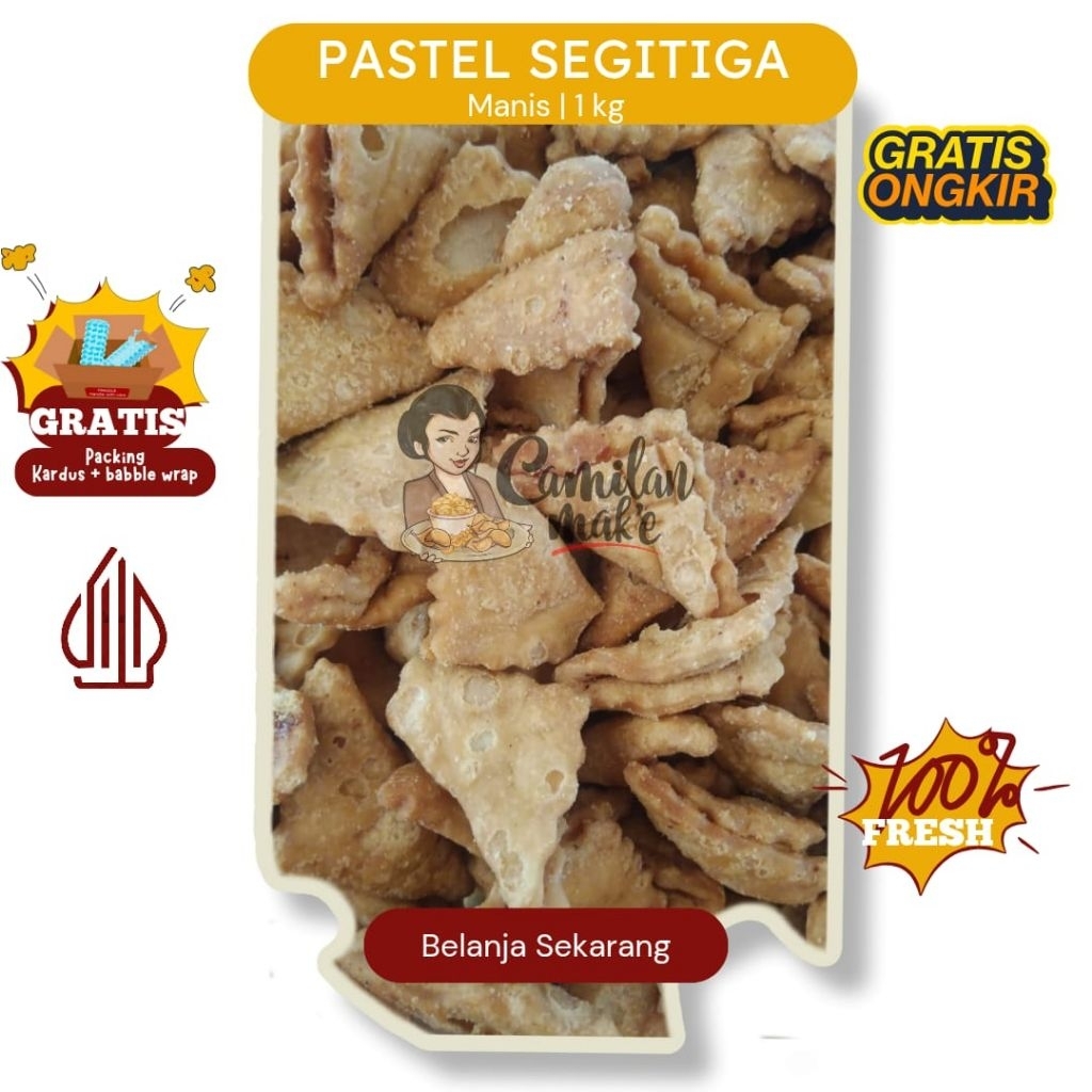 

PASTEL SEGITIGA MANIS/ CAMILAN MAK'E/ CEMILAN PASTEL/ JAJANAN PASTEL/ SNACK KILOAN