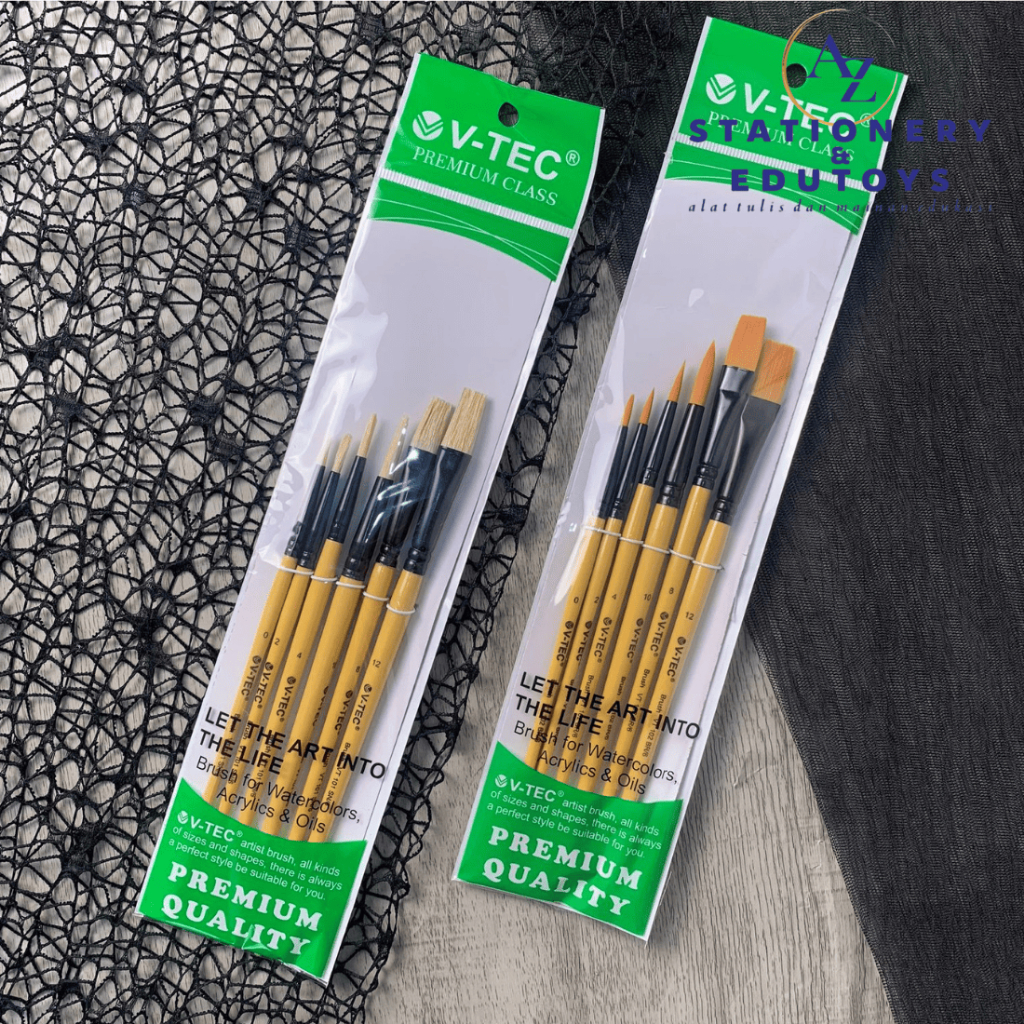 

Kuas Set V-Tec VT-101 & VT-102 Set 6 Artist Brush Kuas Cat Air Minyak Akrilik