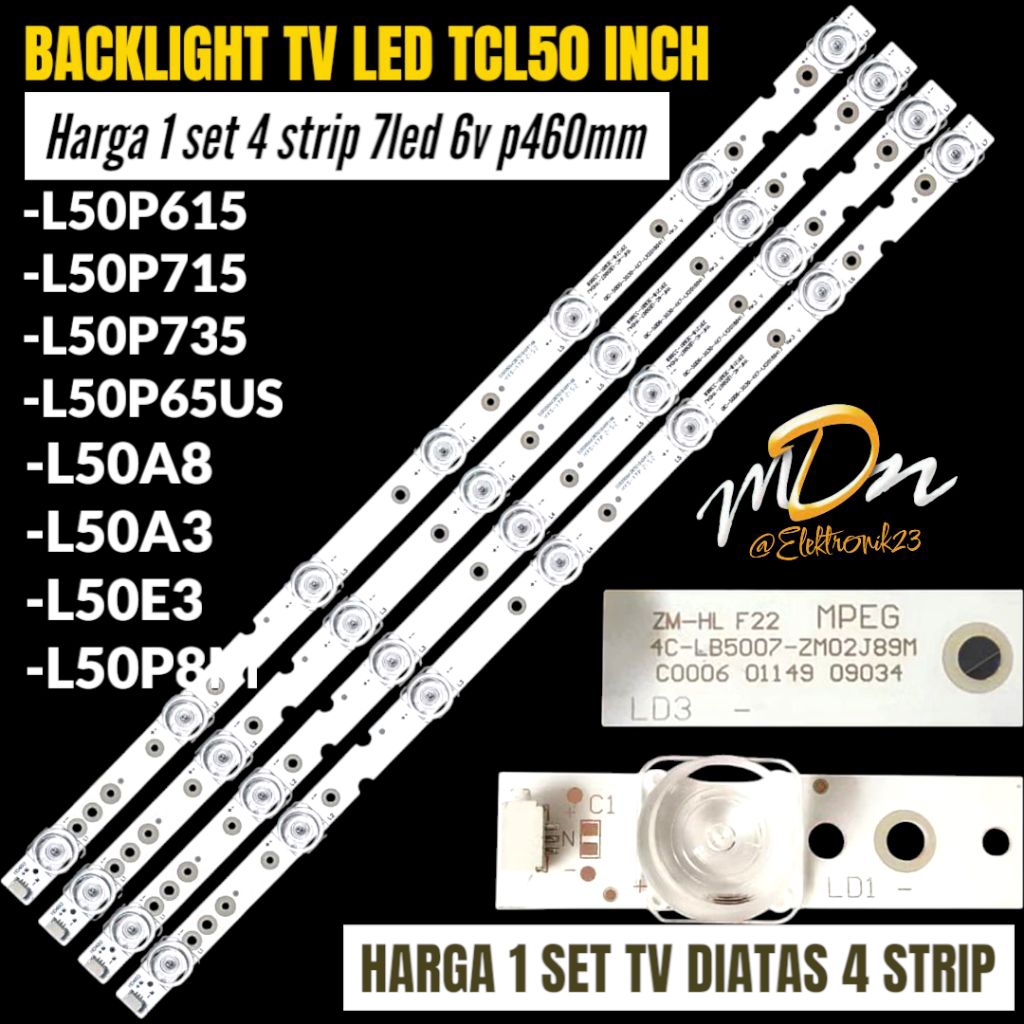 BACKLIGHT TV LED TCL 50 INCH L50P615 L50P715 L50P735 L50P65US L50A8 L50A3 L50A3 l50E3 BACKLIGHT TV L