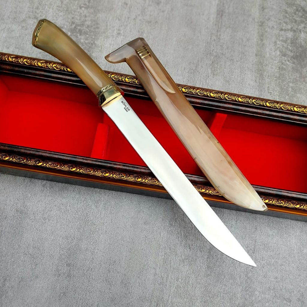 GOLSEM PISAU DAGING GOLOK SEMBELIH BOHLER N695 FULL TANDUK BULE