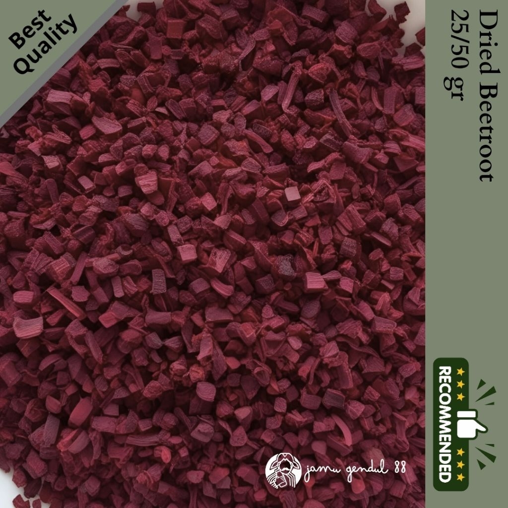 

Buah Bit Beetroot Cacah Kering - Dried Beetroot - Umbi Kering Kualitas Premium by Jamu Gendul 88