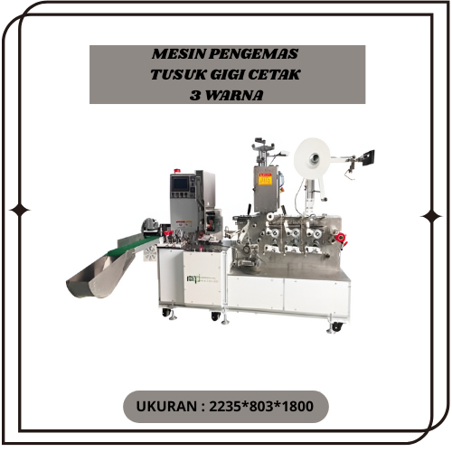 Mesin Pengemas Tusuk Gigi Cetak 3 Warna Model NZYQYSJ - 300 | Mesin Pembungkus Tusuk Gigi Cetak Warn