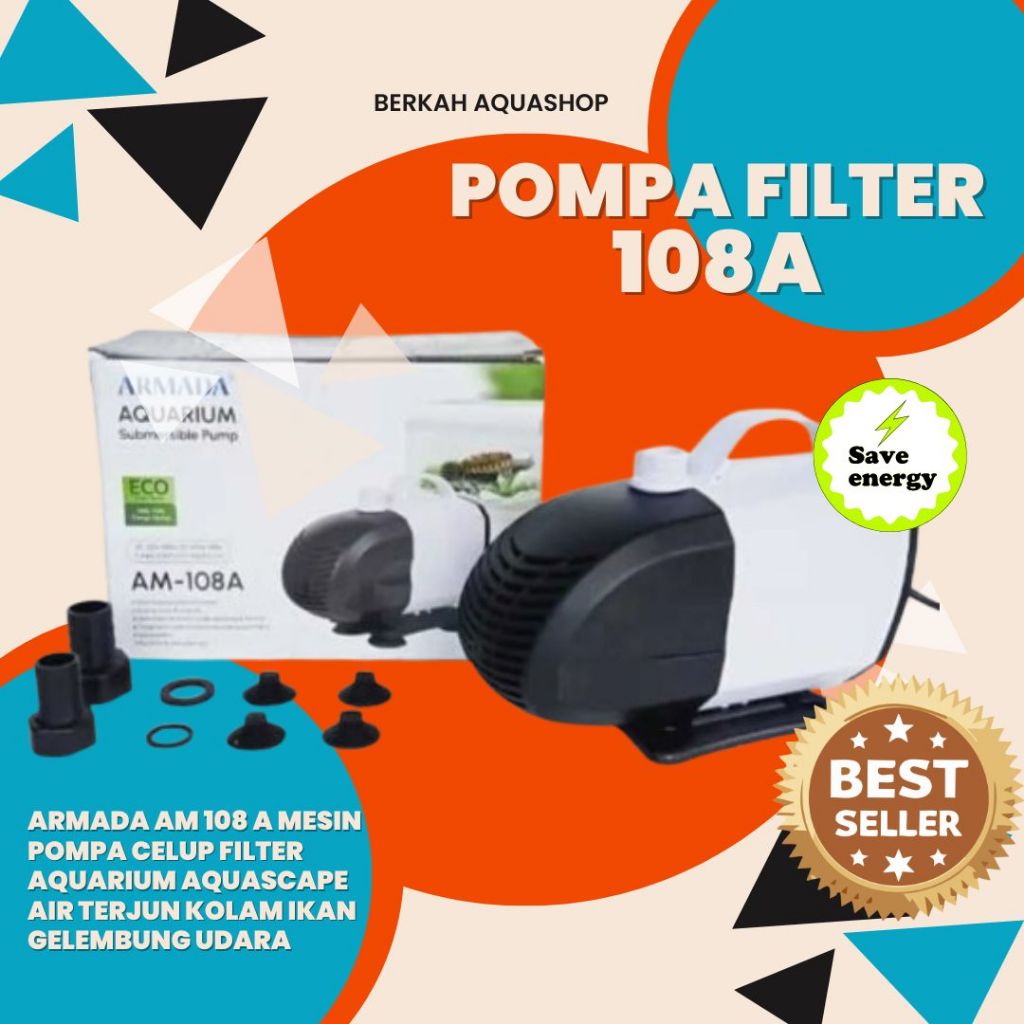 Power Head Pompa Celup Aquarium / Kolam 108 - Mesin Air Terjun Kolam Ikan Koi Arwana 6000L/H