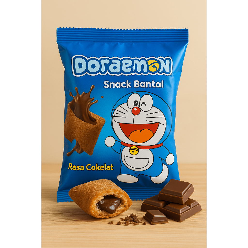 

chiki berhadiah doraemon snack bantal cokelat isi 10x30g | doraemon snack coklat bantal isi 10x30gr