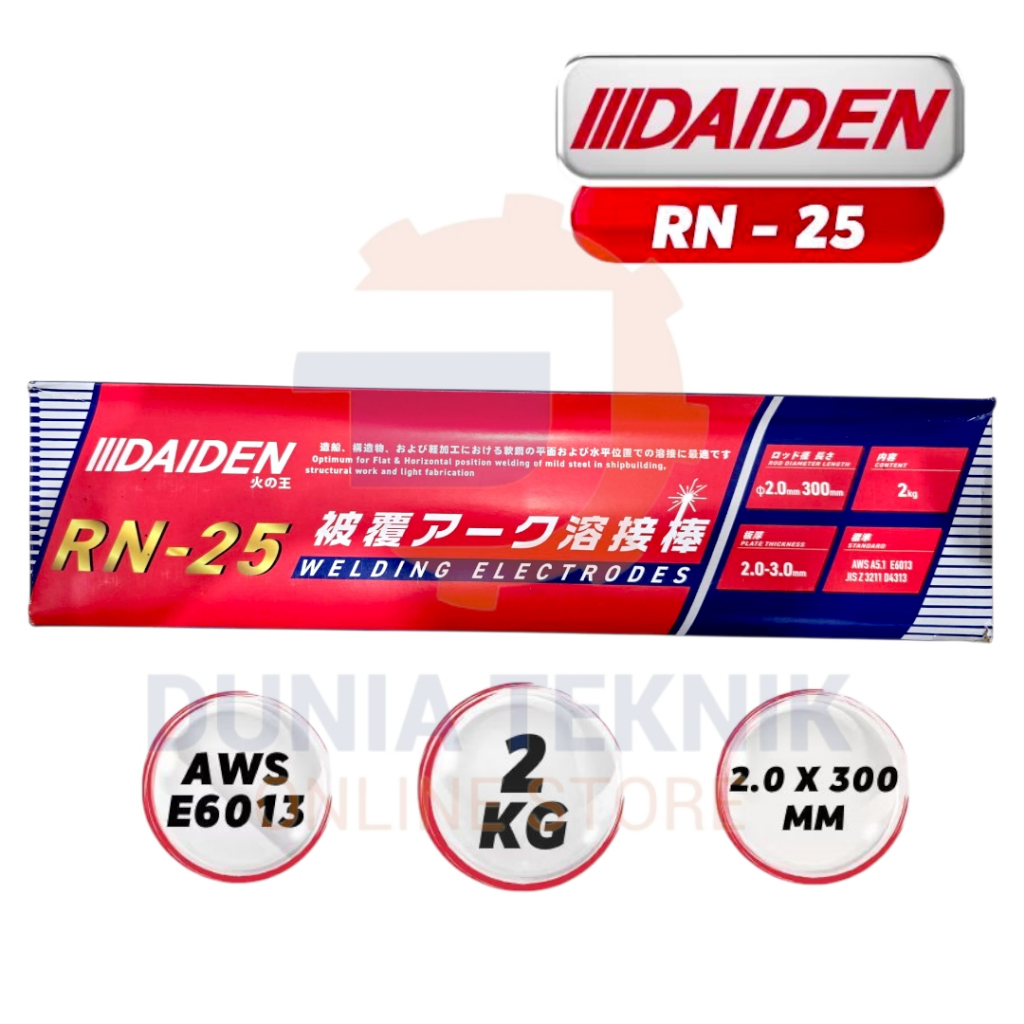 Kawat Las Daiden MMA RN-25 E6013 / Kawat Electrode Daiden RN-25 E6013 / Kawat Las Untuk MIG Daiden E