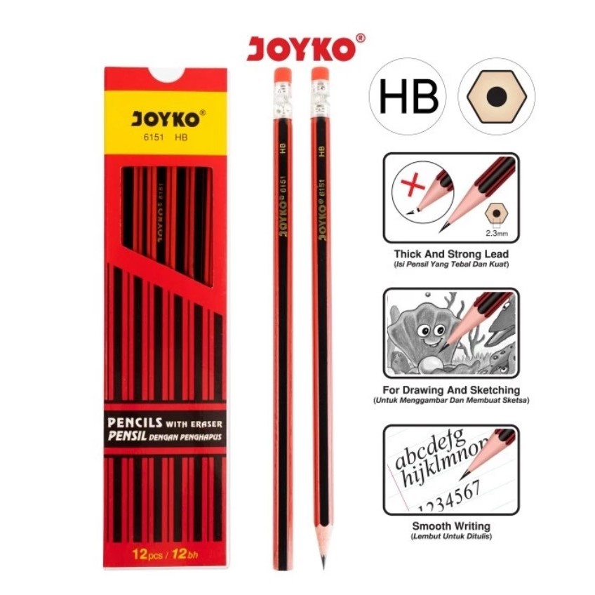

Joyko Pensil dengan Eraser 6151 HB