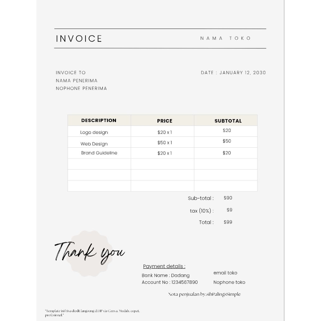

Template Nota Penjualan – Bisa Edit Sendiri (by Canva)