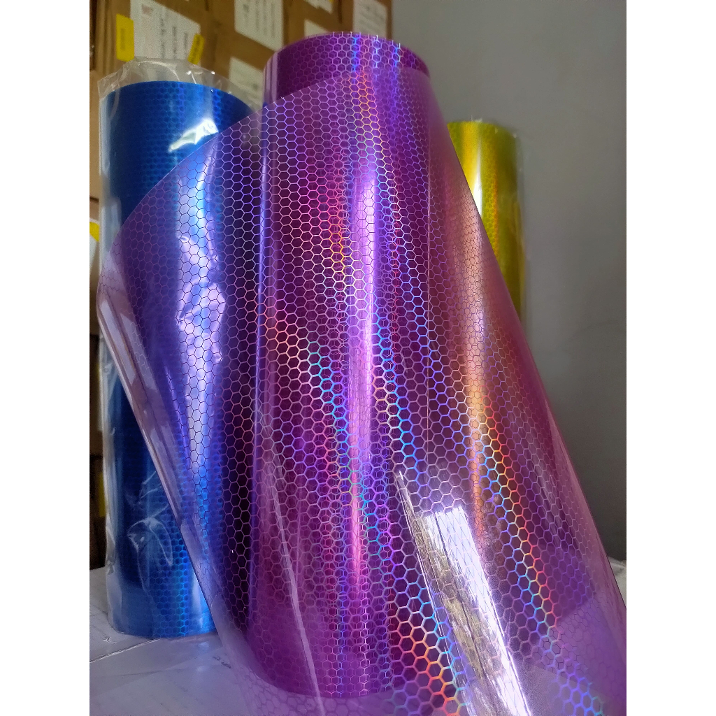 

STICKER TRANSPARAN SARANG TAWON 10CM X 30CM-STICKER HOLOGRAM TRANSPARN MOTIF SARANG TAWON