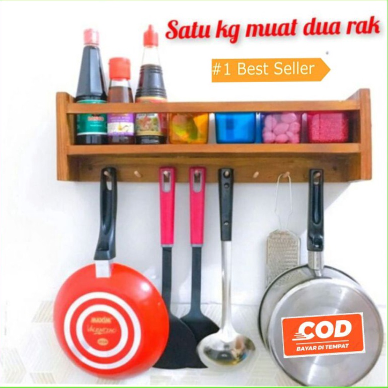 New Rak Cantolan Serbaguna Rak Dinding Rak Tempel Rak Bumbu Dapur Kayu