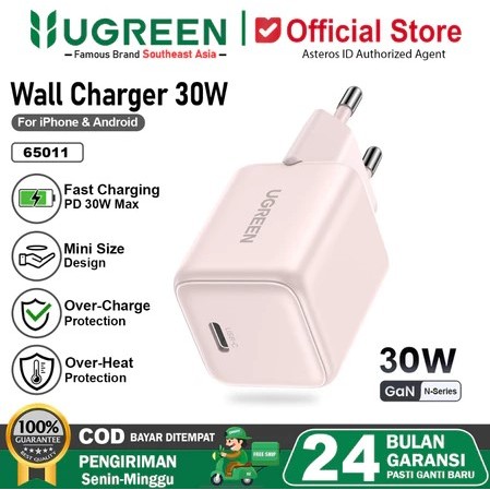 UGREEN Kepala Charger GAN N Series iPhone 13 Pro Max 14 Pro Max 15 Pro Max Fast Charging 30w