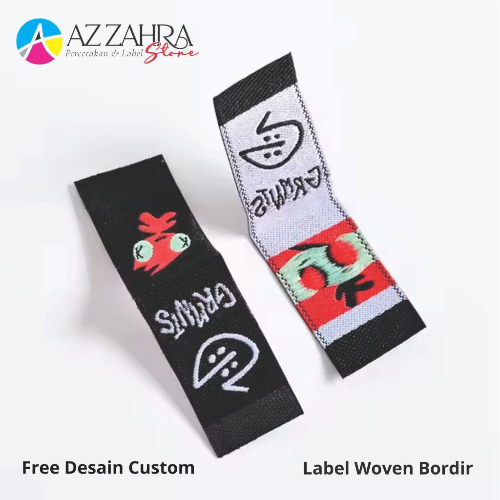 

label woven bordir / label woven damak / label hijab / label baju / label bordir 1x5 cm