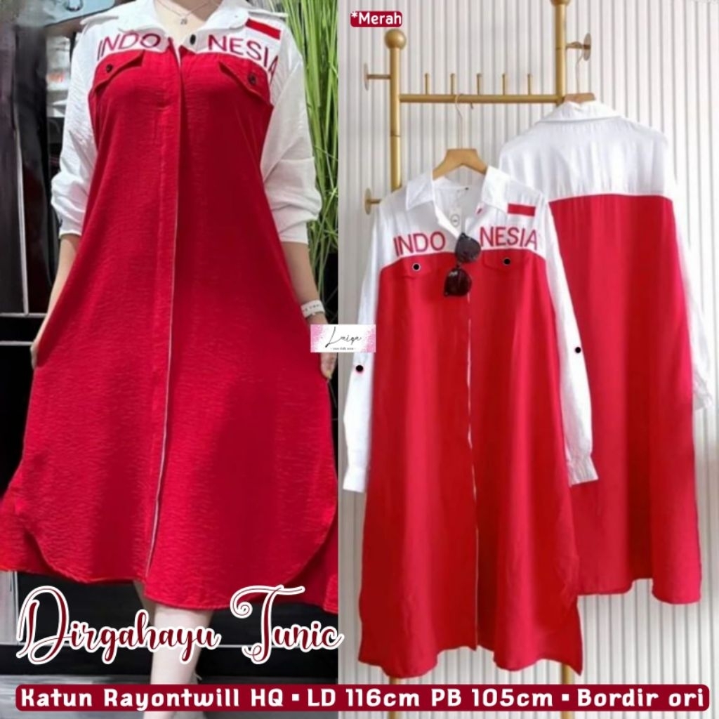 Tunik Merah Putih Kemerdekaan Ld110 Katun Rayon Terbaru