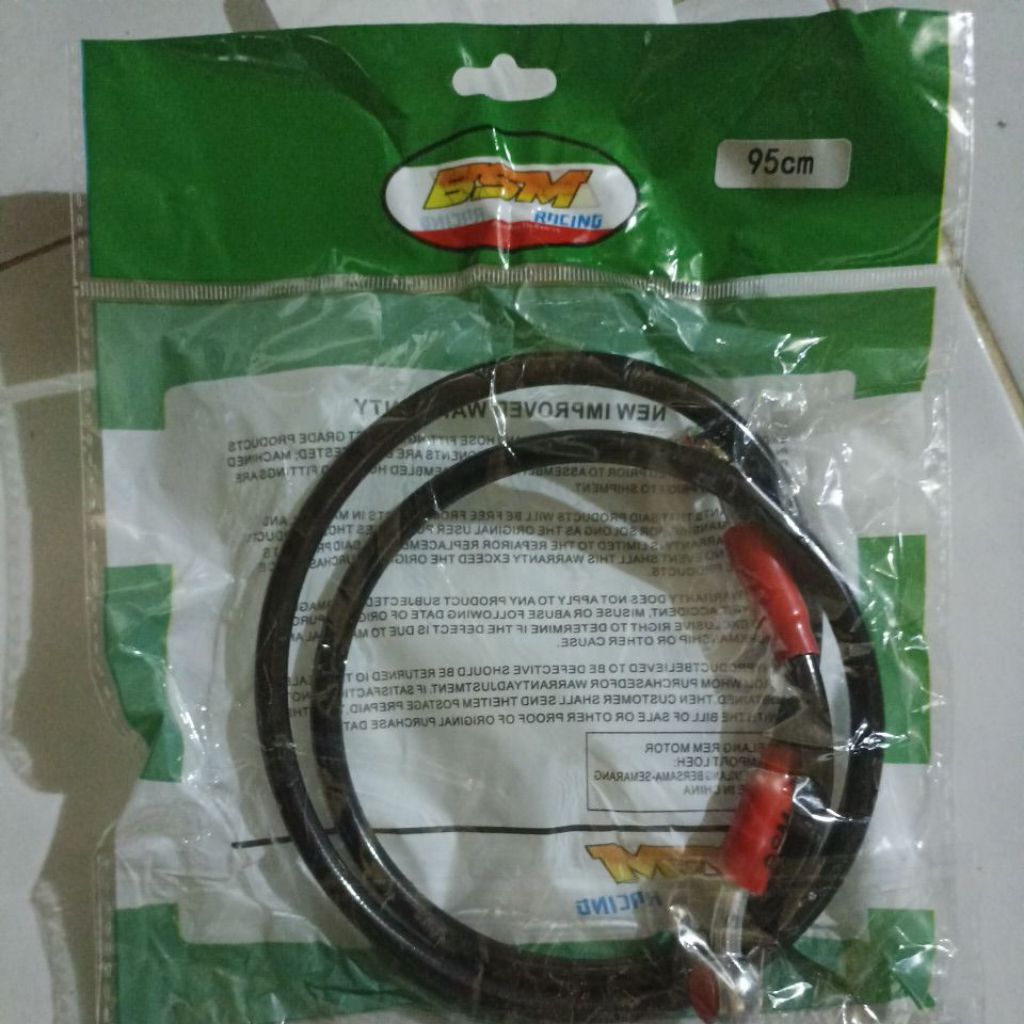 selang cakram depan motor variasi warna hitam panjang 95cm merk BSM