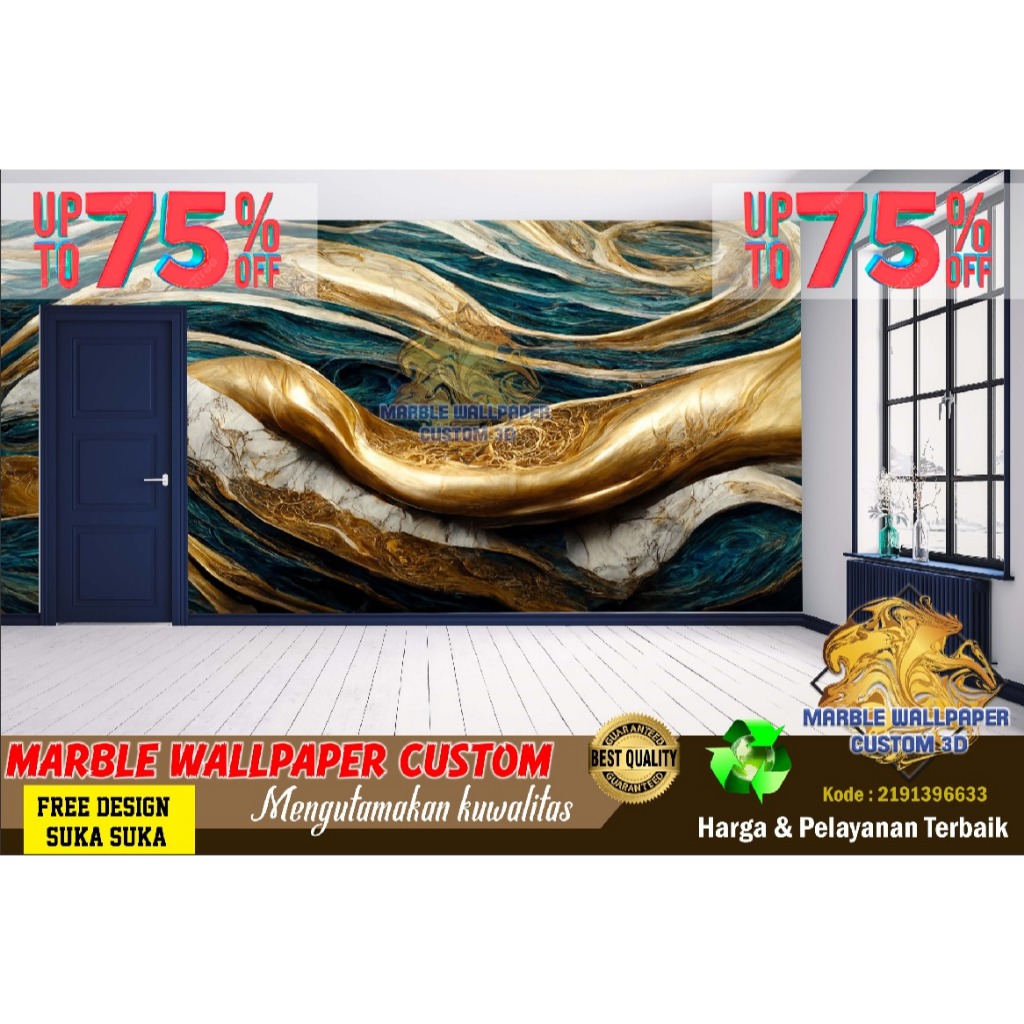 Wallpaper Custom 3D Tema Marmer | Wallpaper Dining Room Marmer | Wallpaper Ruang Makan Marmer | Wall