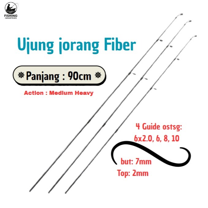 Ujung Joran Pancing Fiber Solid 90 cm – Tip Joran Kuat Lentur Sensitif