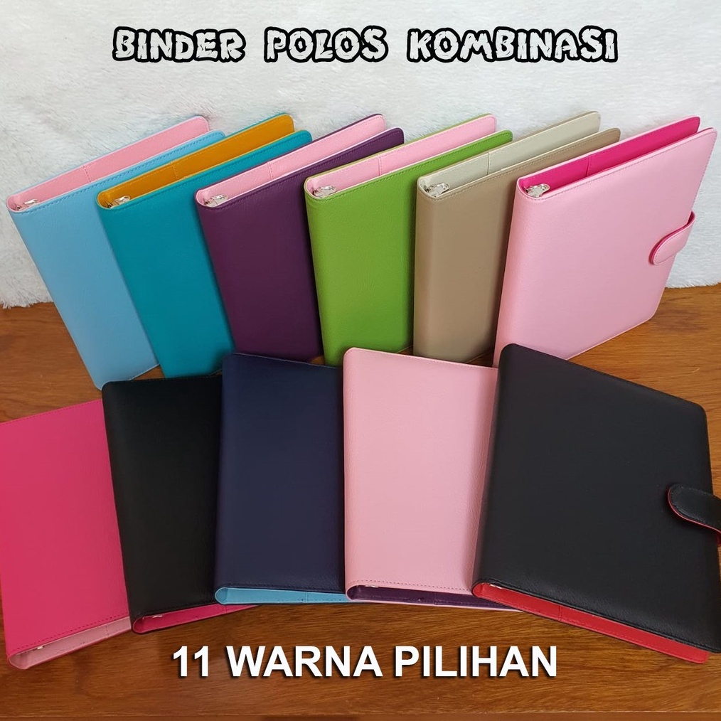 

KODE B34P BINDER KULIT JERUK POLOS KOMBINASI 12 WARNA PILIHAN A5 DAN B5