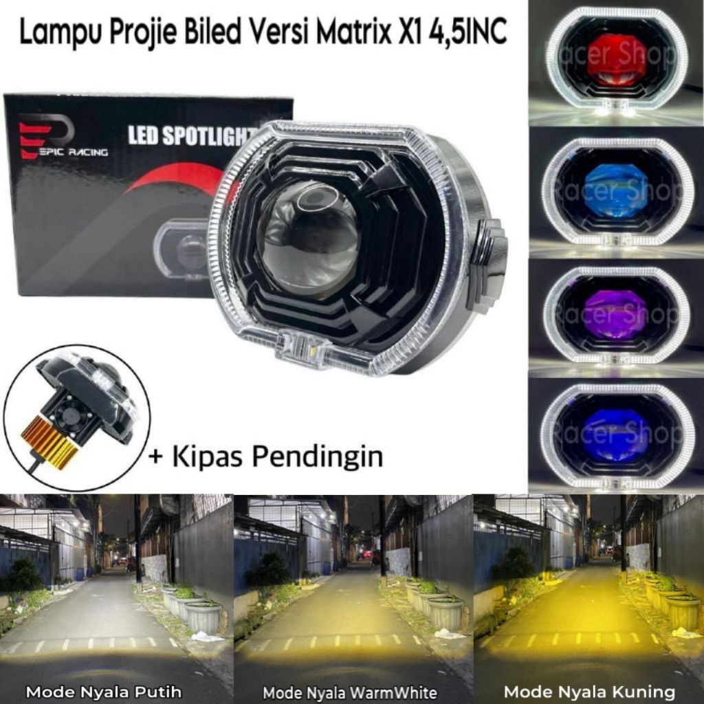 Biled Projie Biled Matrix X1 4.5 INCH Body Black Plus Kipas Pendingin High Low Flat Cut