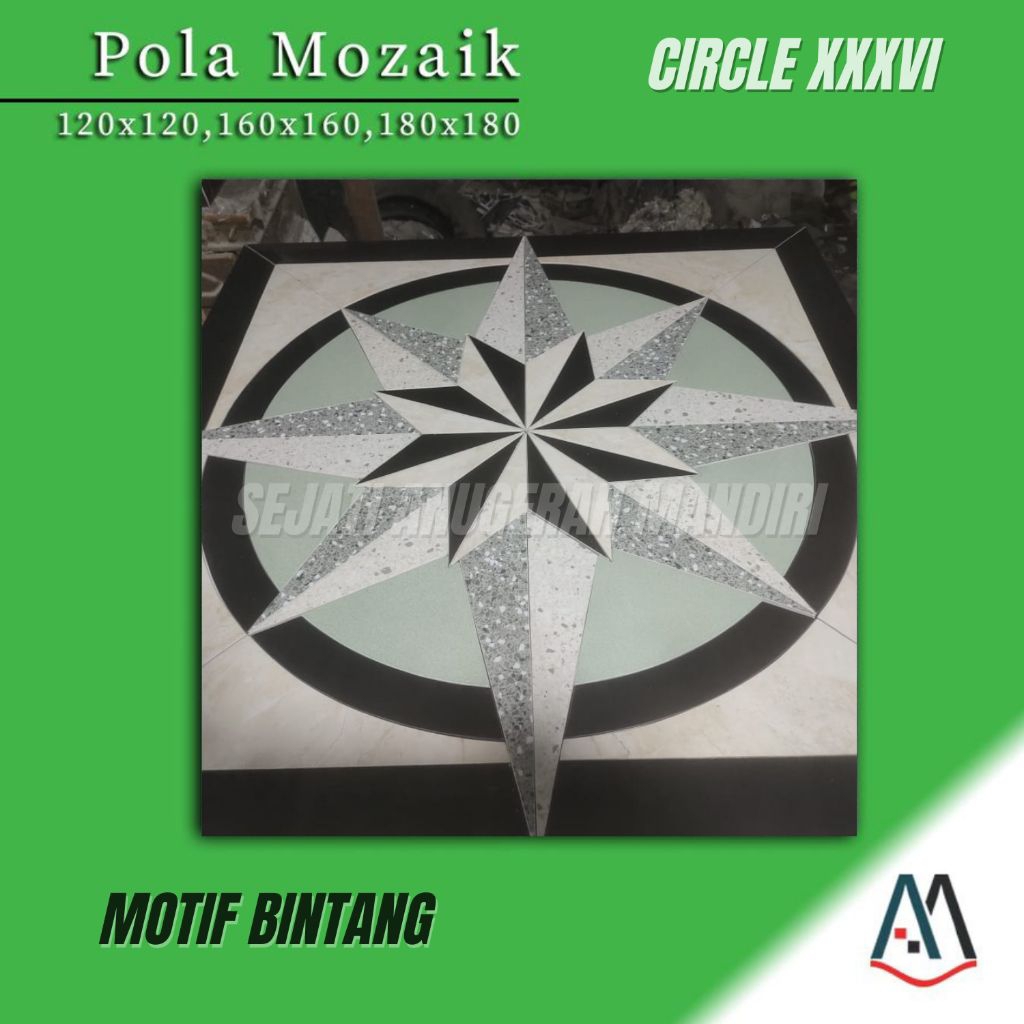 granit pola mozaik motif bintang ukuran 120x120 - circle XXXVI