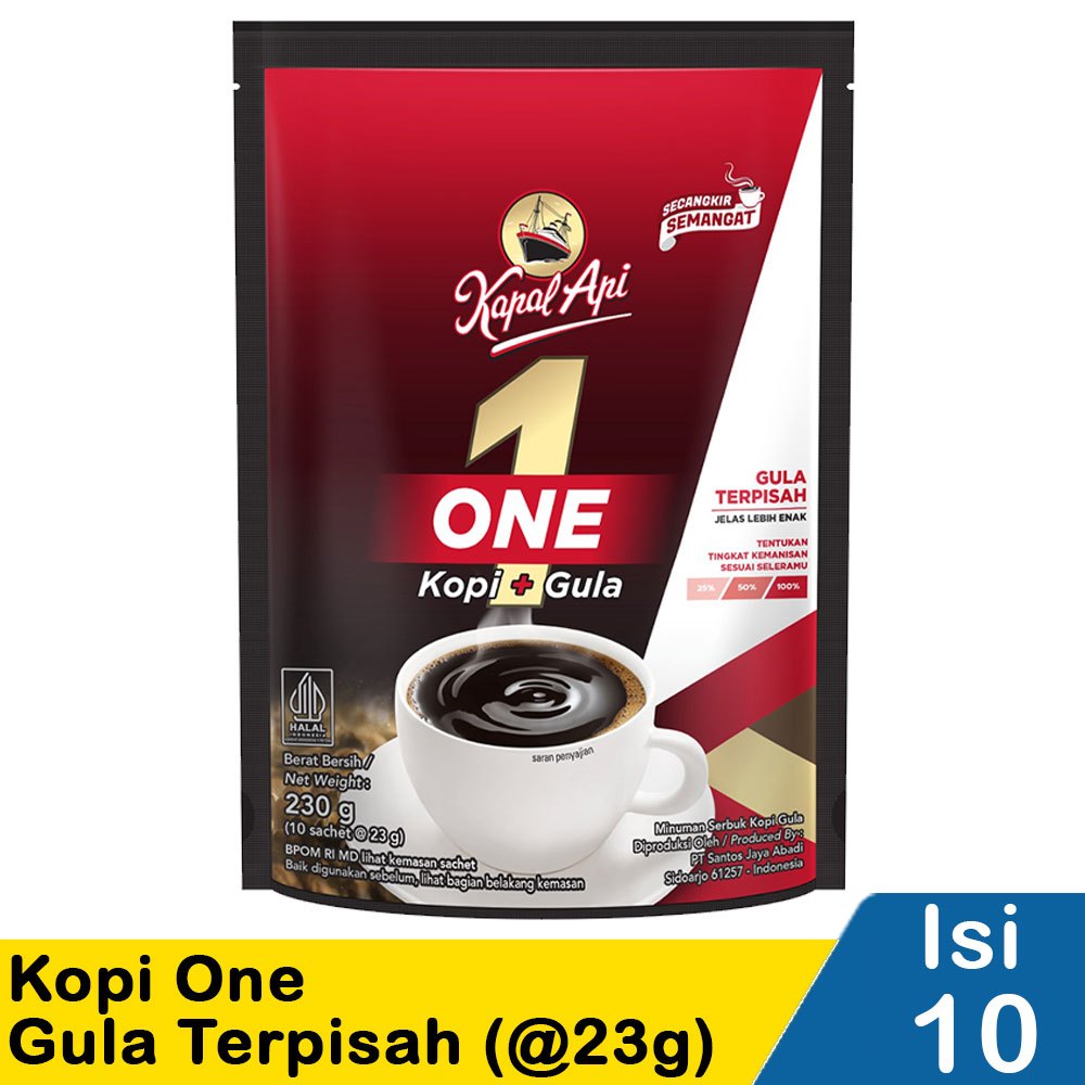 

kapal api kopi one + gula terpisah 10x23g