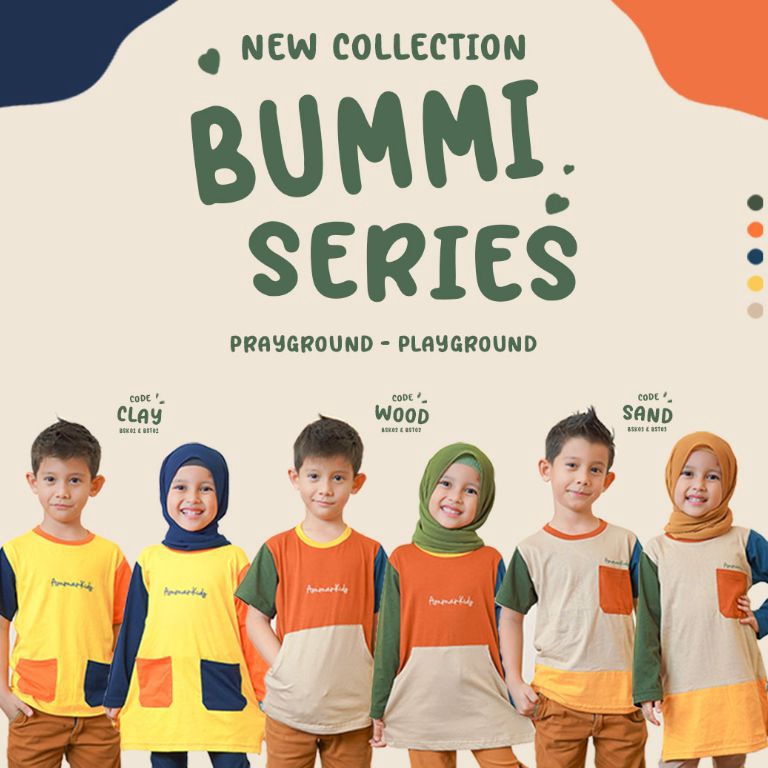 KODE G36C Ammar Kids Bummi Series Baju Kaos Anak Perempuan dan Laki Laki Couple Kembaran Usia 2 Samp