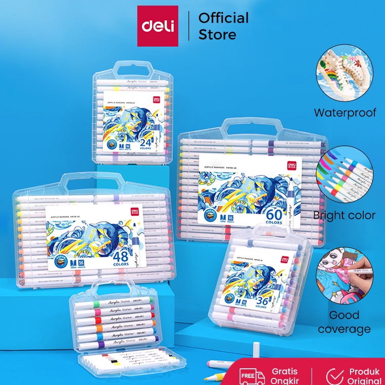 

KODE C63P Deli Spidol Akrilik 6 Warna Acrylic Marker 6 Colors HM18