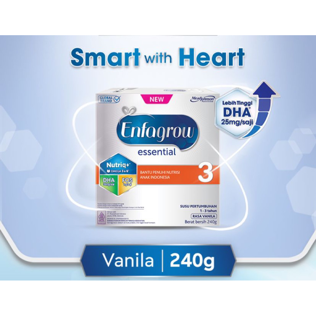 

ENFAGROW ESSENTIAL 3 vanila ukuran 240gr susu pertumbuhan anak