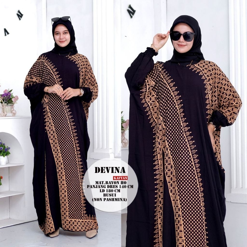 Kaftan Aminah lengan kerut sesuai foto Kaftan Wanita jumbo Katun Rayon Batik Premium Busui Daster Ga